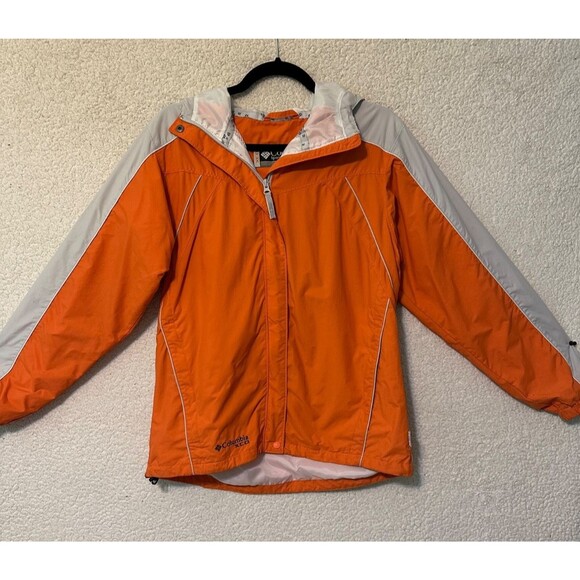 Columbia‎ XCO Jacket Women Small Orange White PACKABLE Full Zip Hooded Softshell - Picture 1 of 16